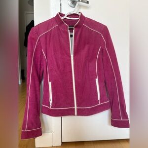 Danier Pink Leather Jacket with White Trim
